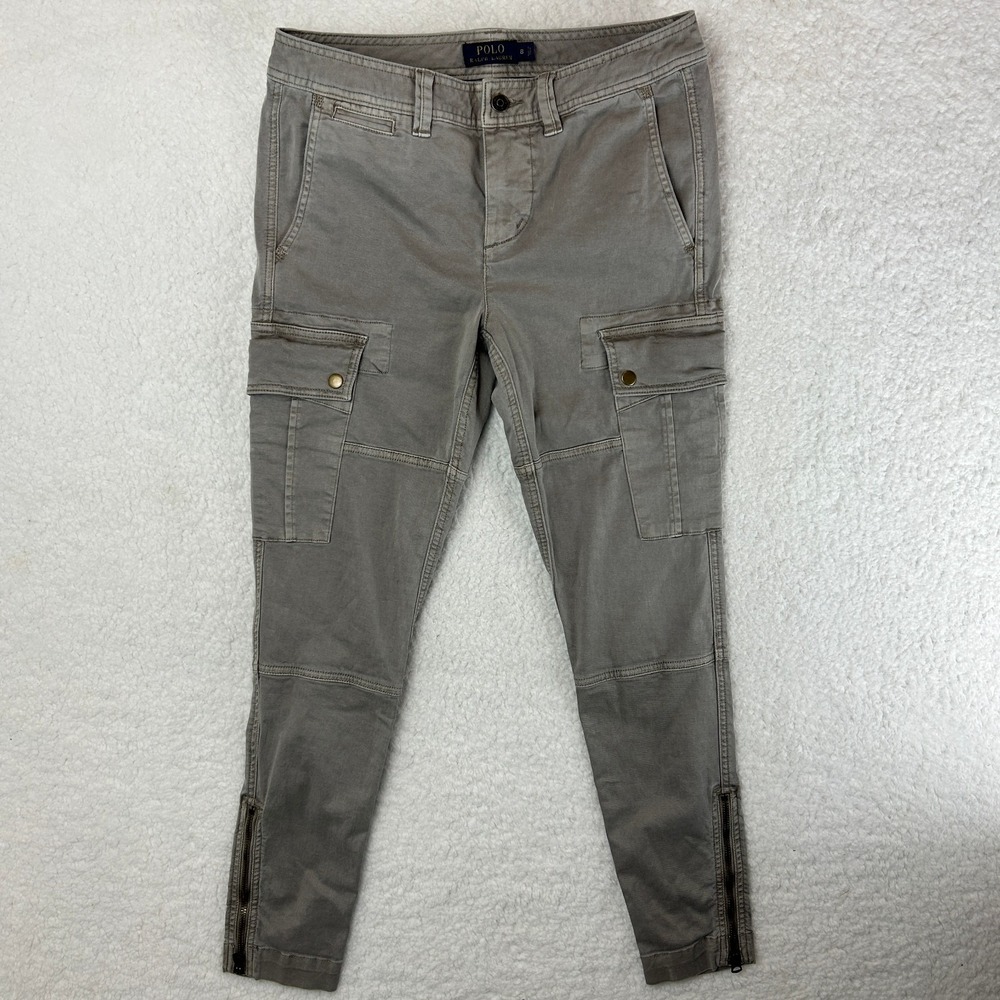 Polo Ralph Lauren Utility Pants Womens 8 Cargo Stretch Twill Zip Pockets‎ Ankle